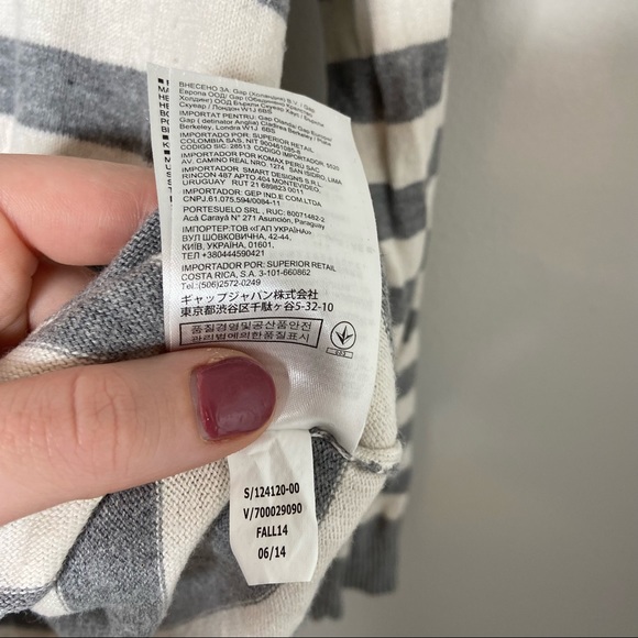 Banana Republic Gray Striped Elbow Patch Sweater Medium - Picture 5 of 10